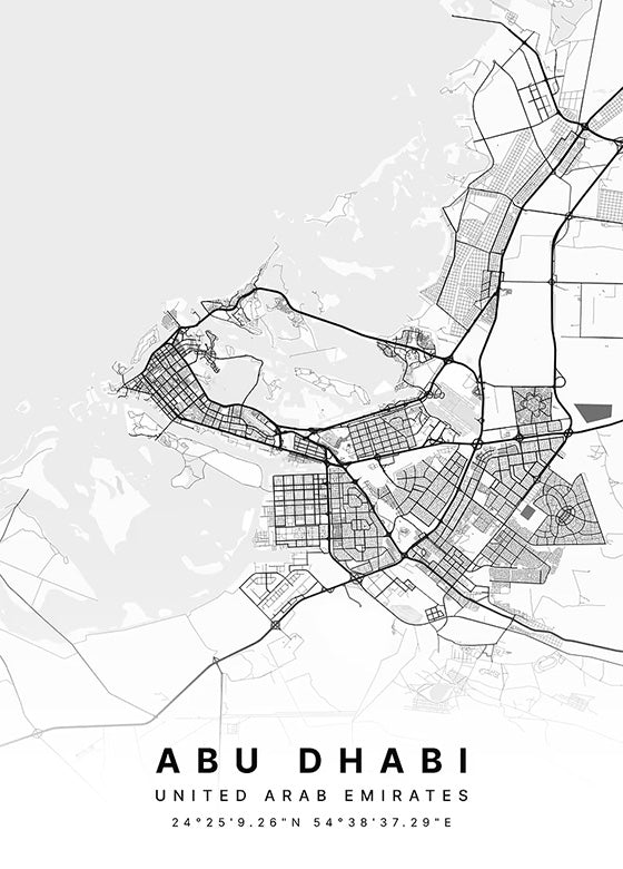 Abu Dhabi City Map metal poster artwork